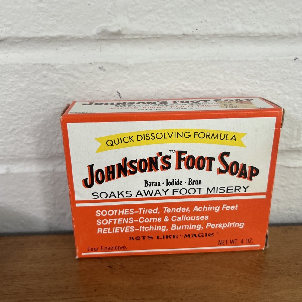 VTG Johnson's Foot Soap 2 Packet 1 oz. USA Amazing Vintage Packaging Soak Soaks